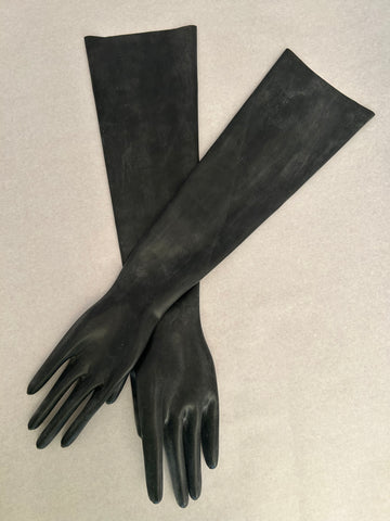Elbow Length Black Gloves