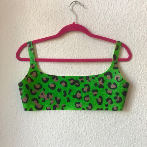 Neon Green Leopard Sports Crop (ONLY 1 SIZE XL)
