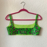 Neon Green Leopard Sports Crop (ONLY 1 SIZE XL)