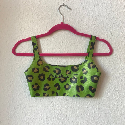 Green Leopard Sports Crop (ONLY 1 SIZE XS)
