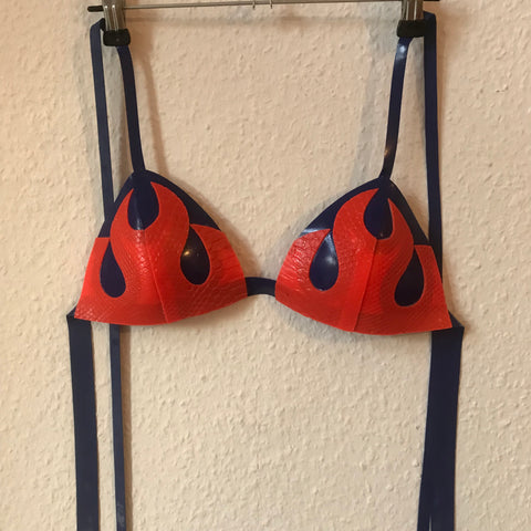 Navy / Orange Snake Flame Wrap Bikini Top (ONLY 1 SIZE M)
