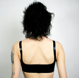 Black latex sports bra, queer techno Berlin fashion, berghain, kitkatclub
