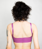 Sheer lilac latex sports bra, queer techno Berlin fashion, berghain, kitkatclub